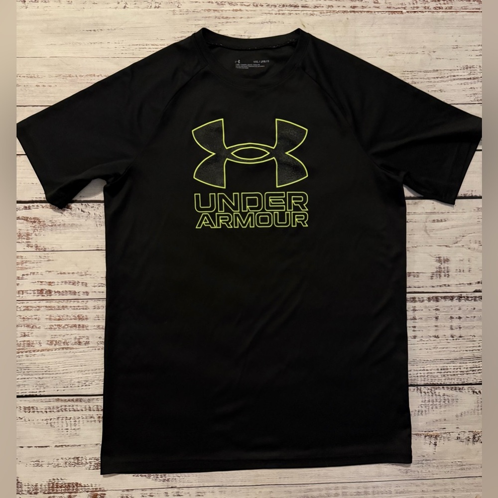 Under Armour Black Neon Yellow Green Short Sleeve T-shirt YXL